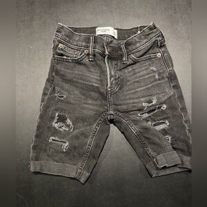 Abercrombie Boys Destroyed Black Jean shorts 7/8